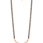 Brilliant Dazzling CZ Mangalsutra Set. Rose gold CZ mangalsutra set with black beads and matching earrings