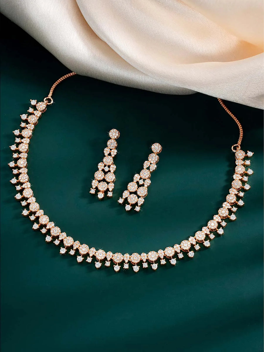 Grace CZ Necklace Set – Elegant Cubic Zirconia Jewellery by Peora
