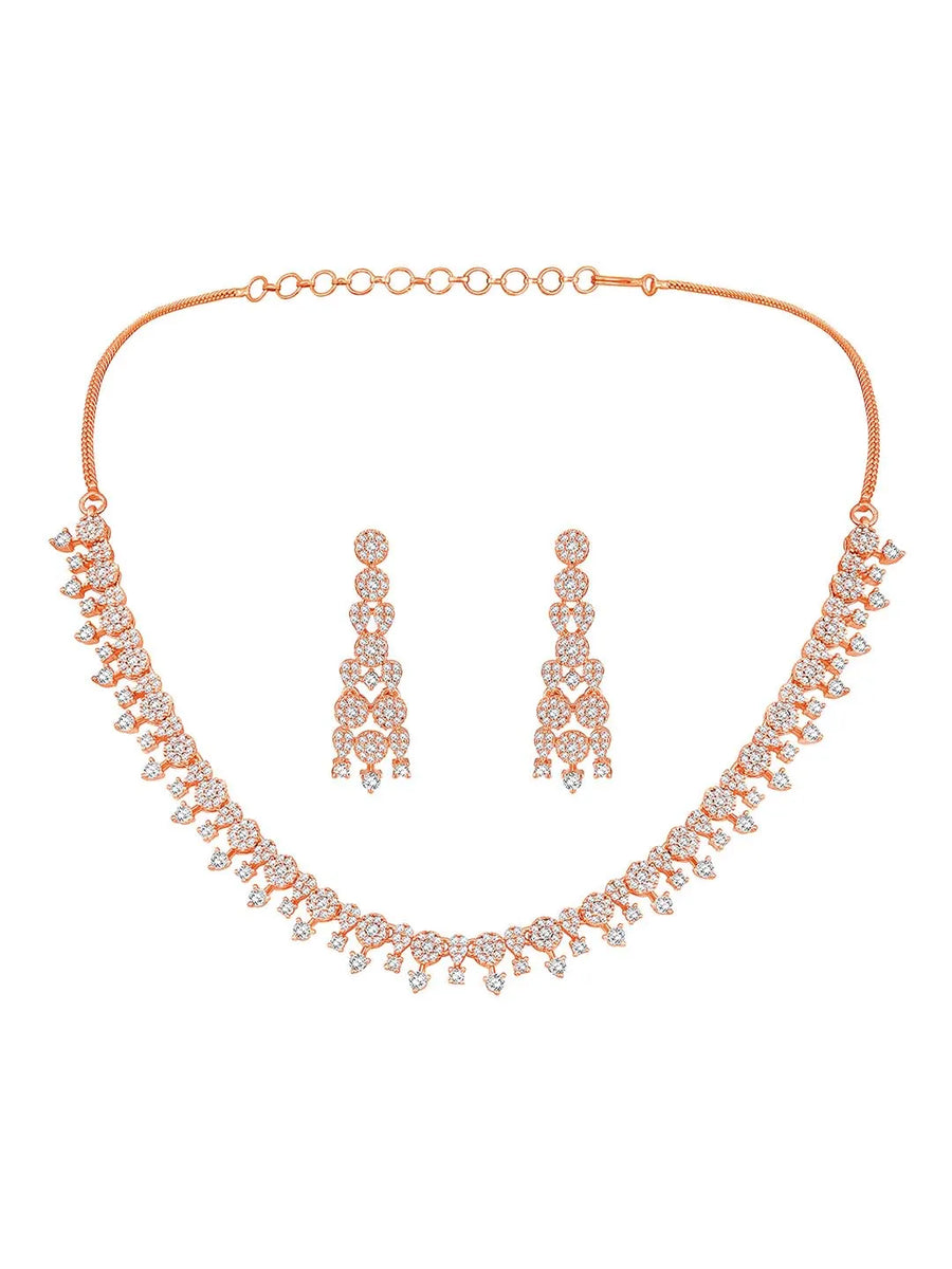 Grace CZ Necklace Set – Elegant Cubic Zirconia Jewellery by Peora
