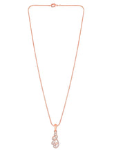 Chic Floral CZ Pendant Necklace Set. Rose gold-plating floral pendant necklace with pair of earrings & CZ stones by Peora.