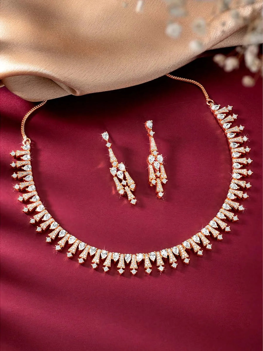 CZ Necklace Set – Stunning CZ Stone Jewellery by Peora
