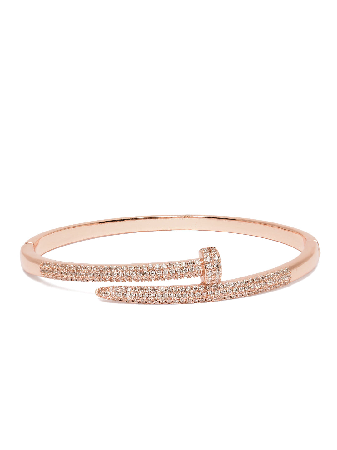 Sparkle Loop Kada with CZ Accents in Rose Gold featuring Cubic Zirconia kada bracelet  
