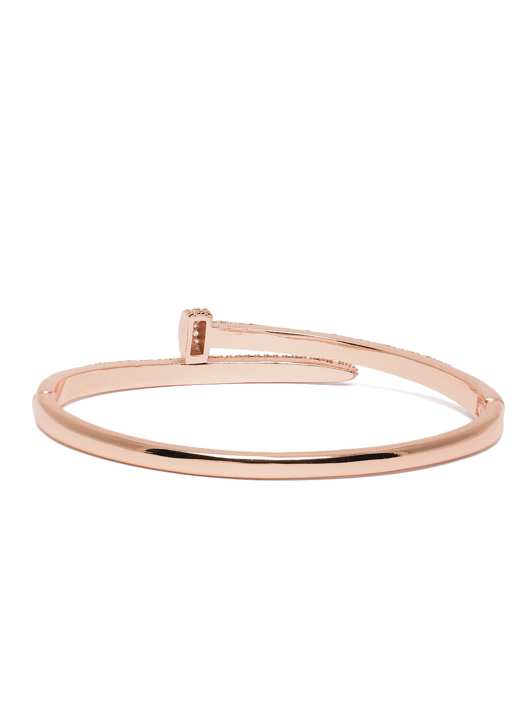 Sparkle Loop Kada with CZ Accents in Rose Gold featuring Cubic Zirconia kada bracelet  

