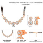 Luxurious Gleaming CZ Mangalsutra Set. Mangalsutra and matching earrings with cubic zirconia stones along with rose gold plating.