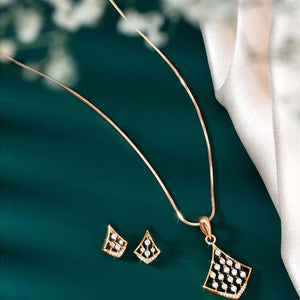 Sparkling Rhombus CZ Pendant Set