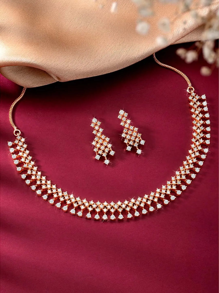 CZ Necklace Set – Premium Jewellery with Sparkling Finish by Peora
