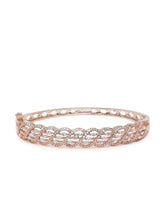 Gleaming CZ Kada Bracelet for Women in Rose Gold featuring Cubic Zirconia kada bracelet  
