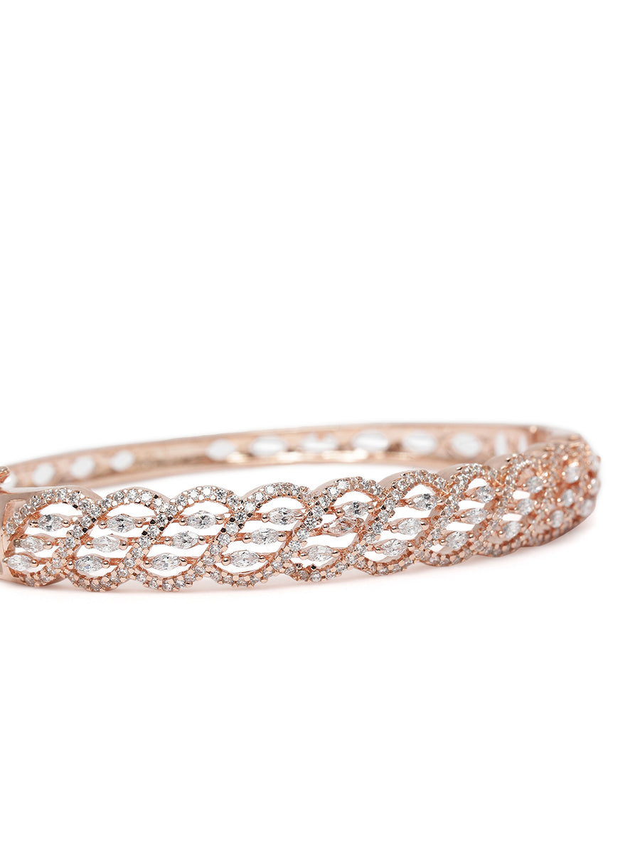 Gleaming CZ Kada Bracelet for Women in Rose Gold featuring Cubic Zirconia kada bracelet  
