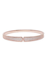 Modern Twist CZ Embedded Kada Bracelet in Rose Gold featuring Cubic Zirconia kada bracelet  

