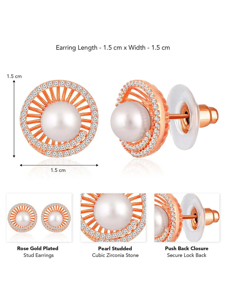 Pearls CZ Stud Earrings – Elegant & Sparkling Designs | Peora