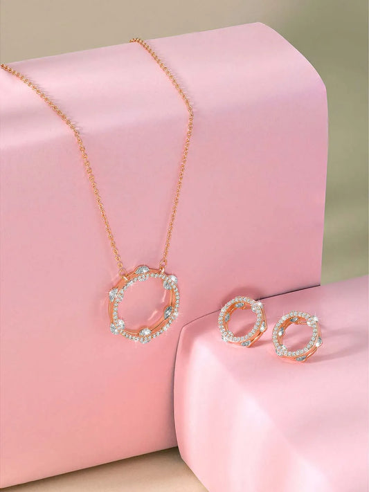 Rounds CZ Pendant Set – Sparkling Circular Jewellery by Peora
