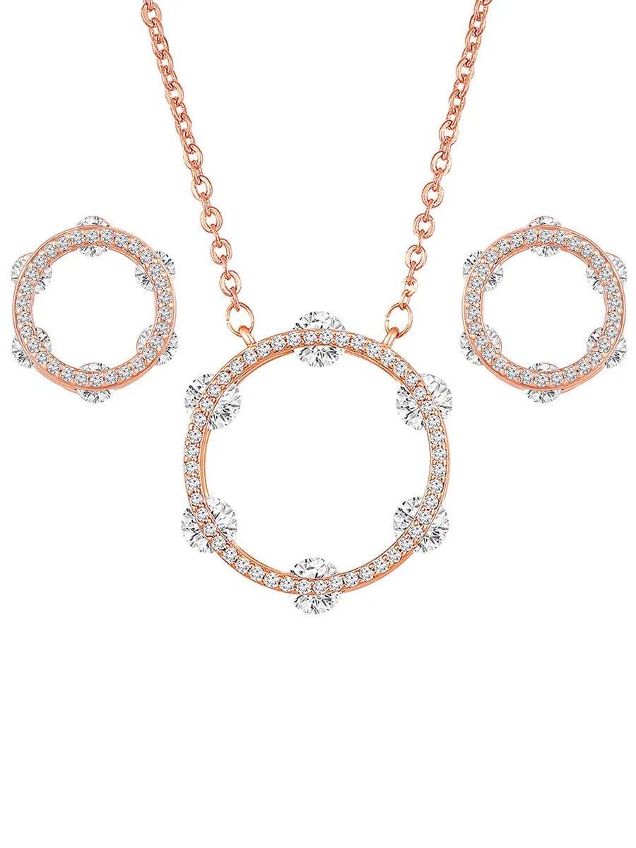 Rounds CZ Pendant Set – Sparkling Circular Jewellery by Peora
