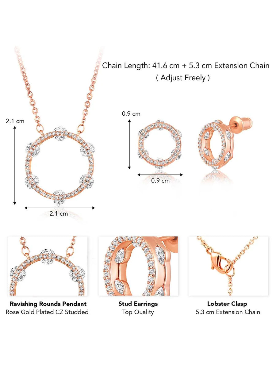 Rounds CZ Pendant Set – Sparkling Circular Jewellery by Peora
