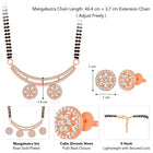 Stunning Dazzling CZ Mangalsutra Set. A set of CZ Mangalsutra jewellery and earrings, with rose gold-colour plating and black beads.