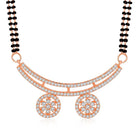 Stunning Dazzling CZ Mangalsutra Set. A set of CZ Mangalsutra jewellery and earrings, with rose gold-colour plating and black beads.