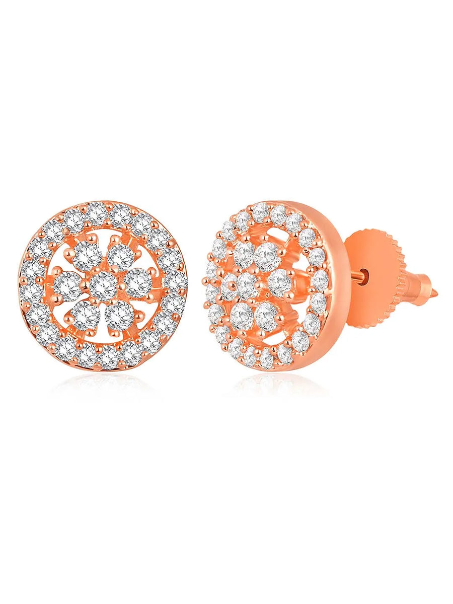 Stunning Dazzling CZ Mangalsutra Set. A set of CZ Mangalsutra jewellery and earrings, with rose gold-colour plating and black beads.