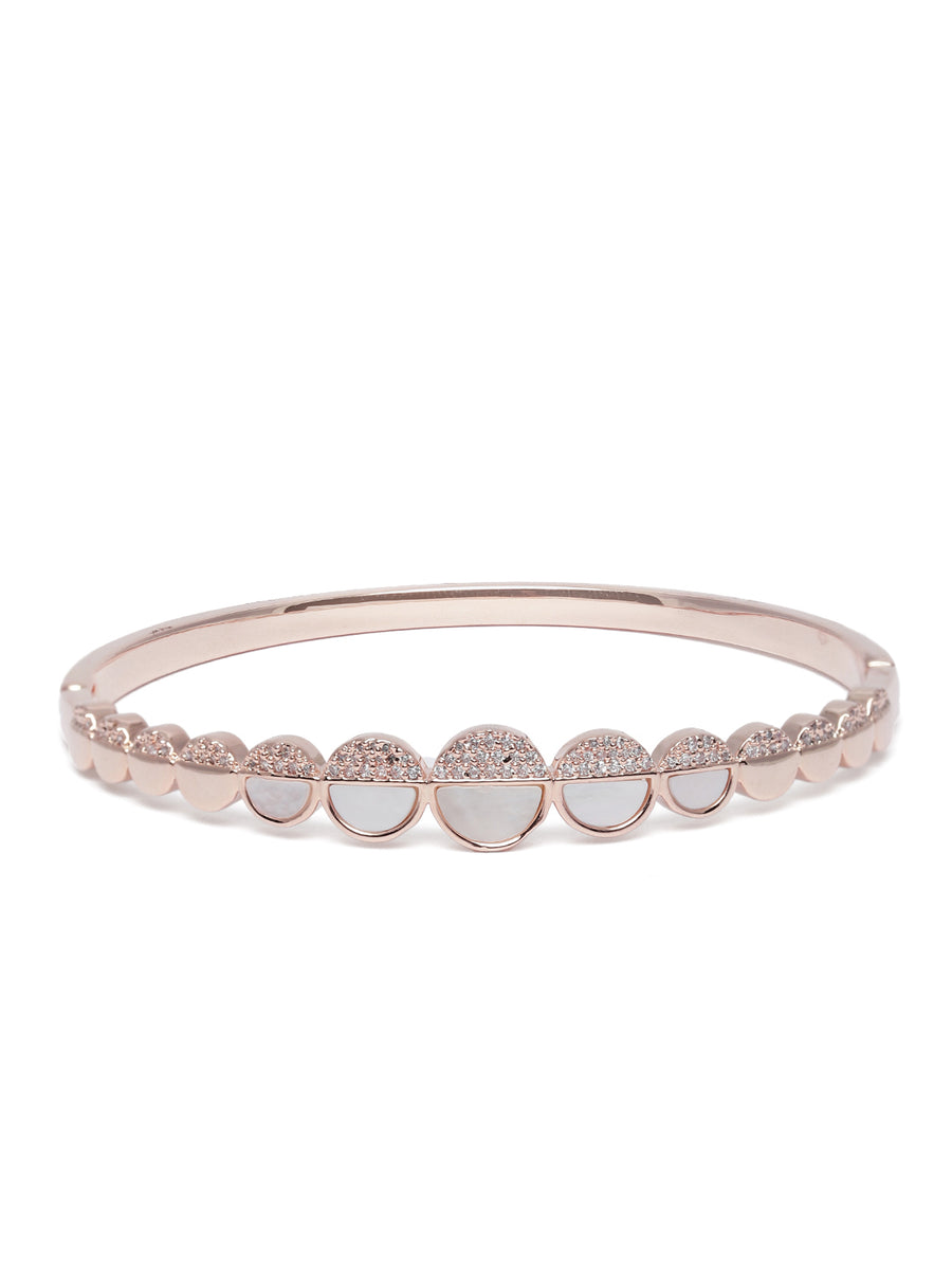 CZ Circular Motif Kada Bracelet in Rose Gold featuring Cubic Zirconia kada bracelet  
