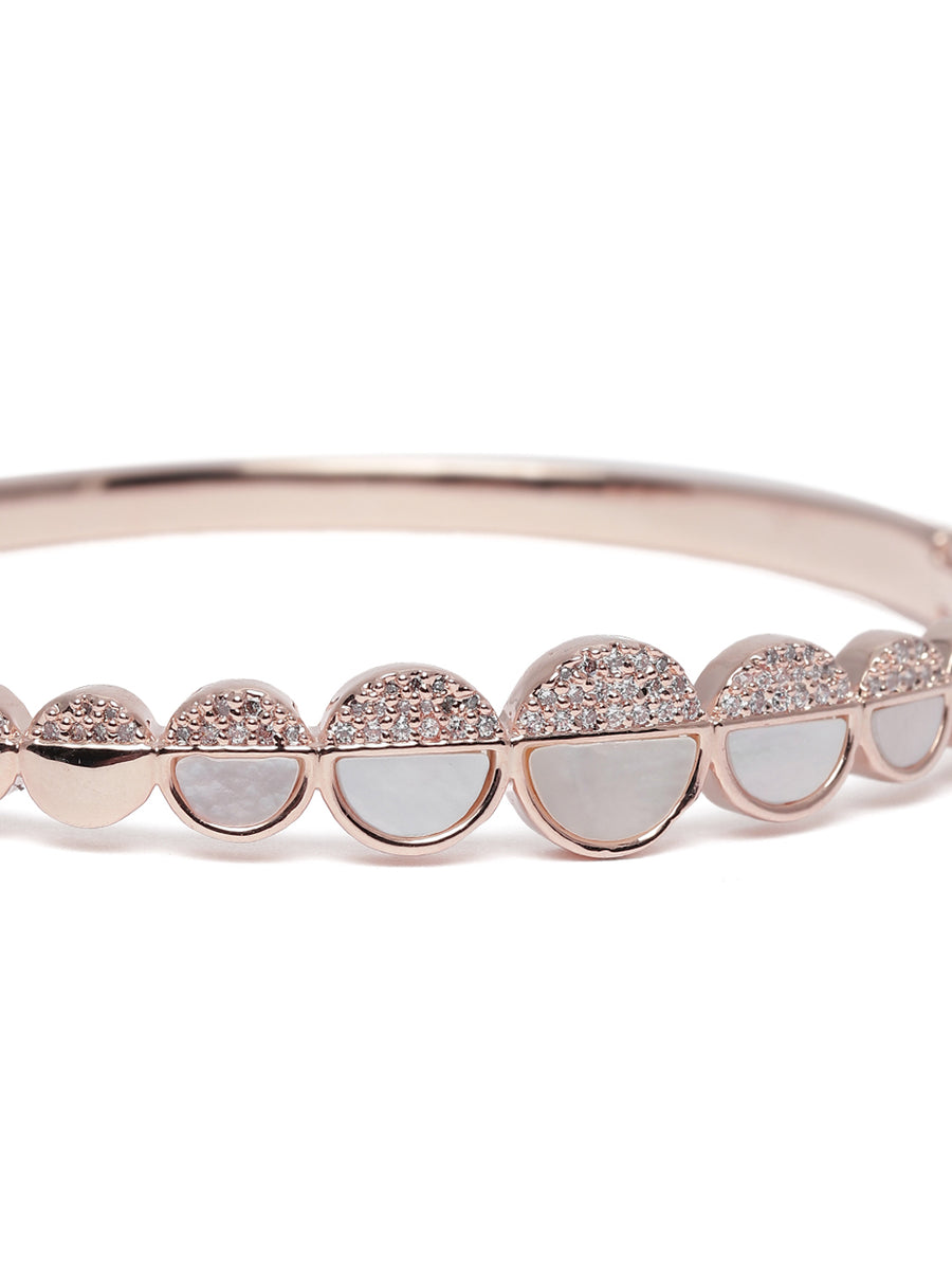 CZ Circular Motif Kada Bracelet in Rose Gold featuring Cubic Zirconia kada bracelet  
