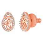 Timeless Divine Droplets CZ Pendant Set. Rose gold-plating pendant necklace and earrings set, leaf accent with cubic zirconia stones by Peora.
