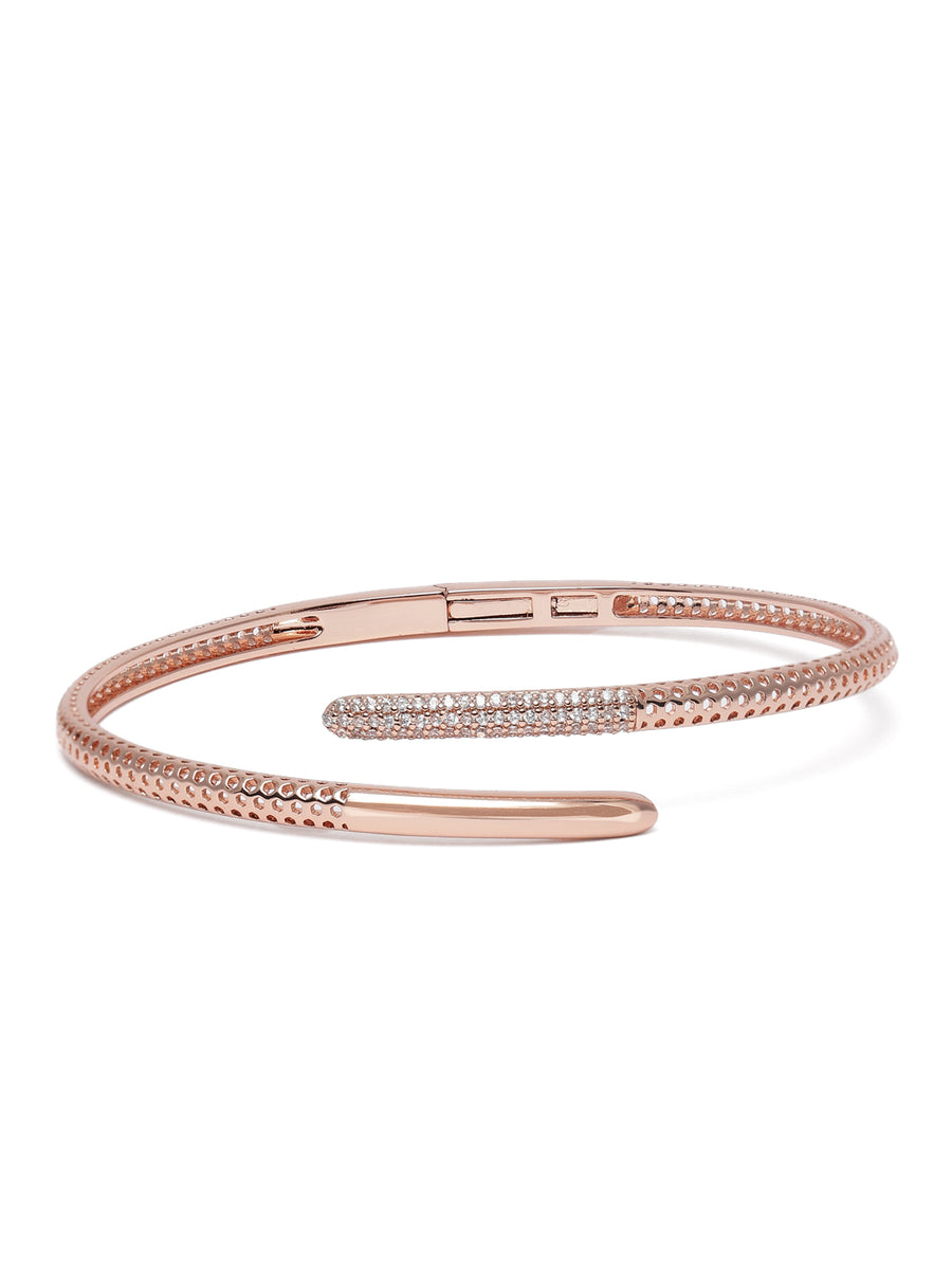 Sleek and Chic CZ Kada for Women in Rose Gold featuring Cubic Zirconia kada bracelet  
