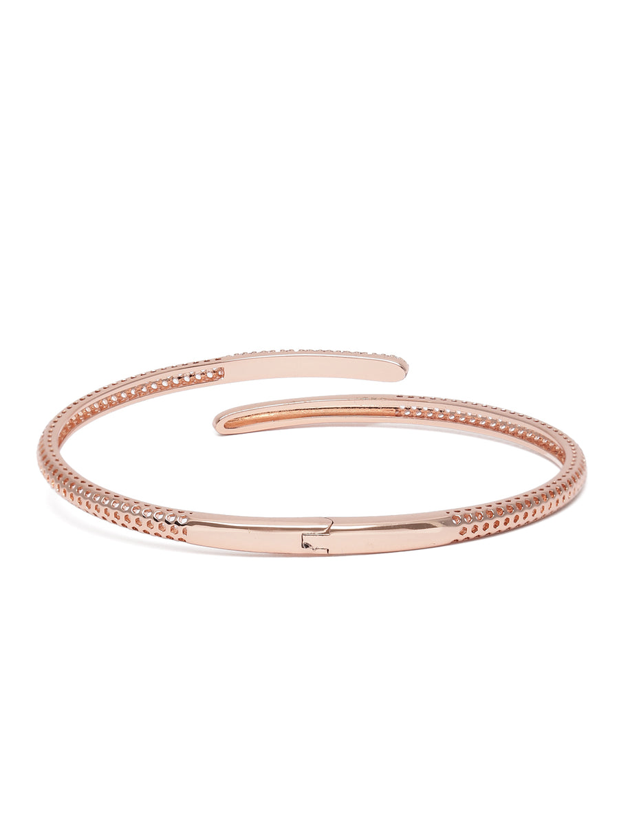 Sleek and Chic CZ Kada for Women in Rose Gold featuring Cubic Zirconia kada bracelet  
