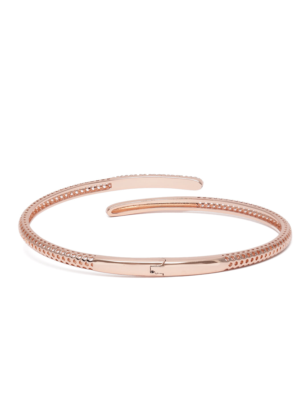 Sleek and Chic CZ Kada for Women in Rose Gold featuring Cubic Zirconia kada bracelet  
