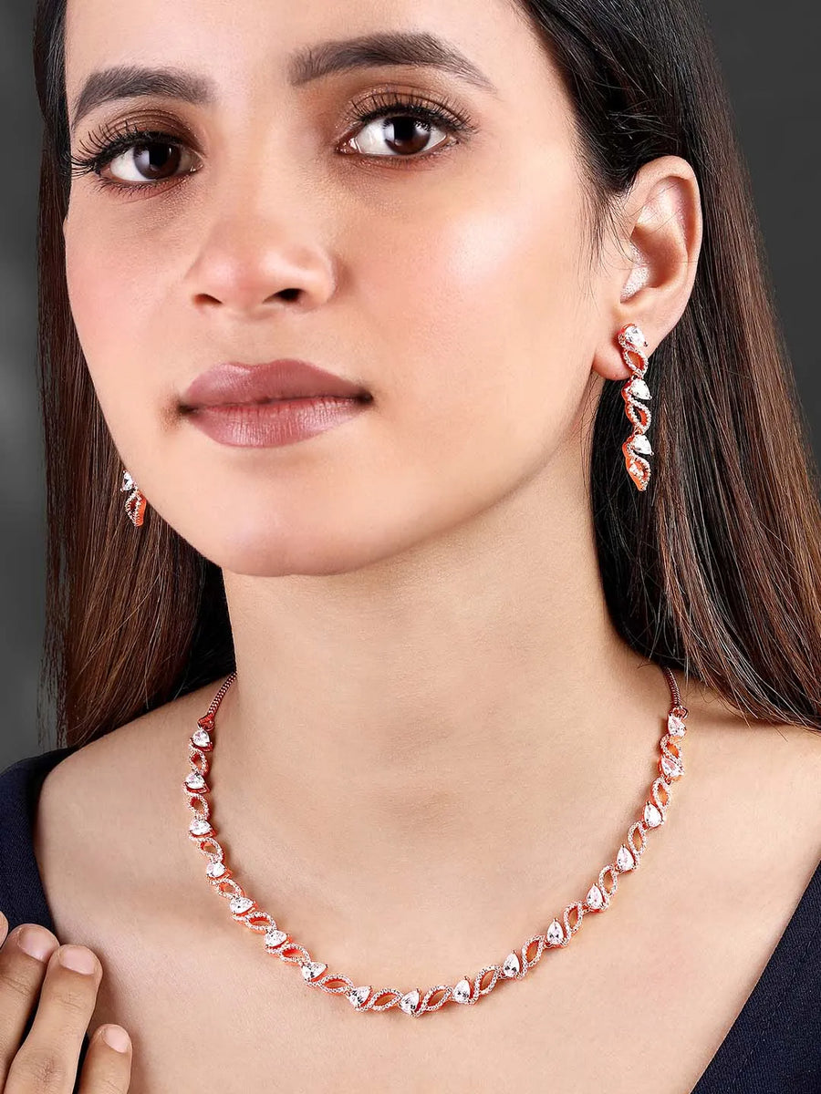CZ Necklace Set – Exquisite Cubic Zirconia Jewellery by Peora
