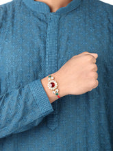 Peora Triple Kundan Round Rakhi Set