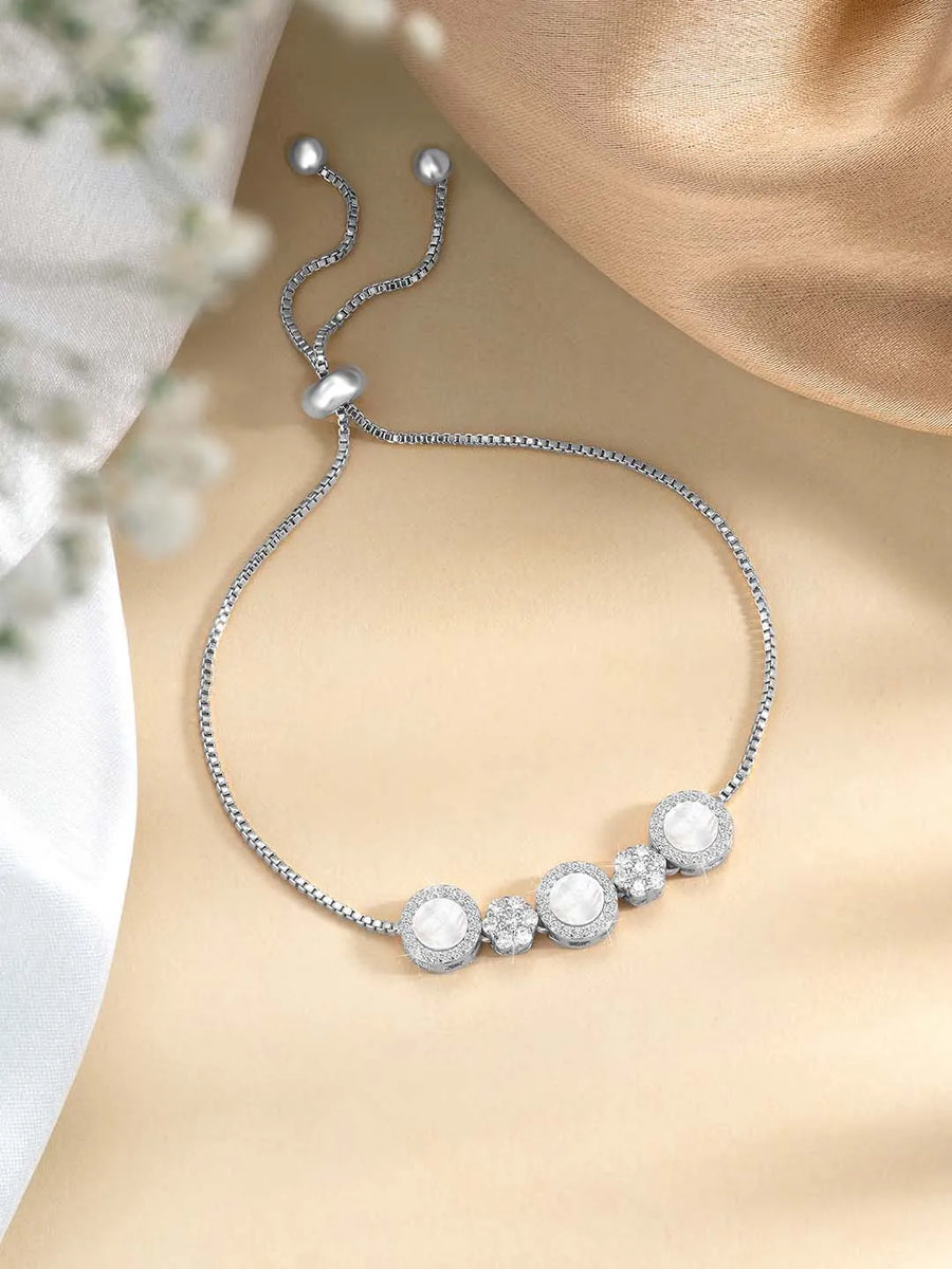 Radiant CZ Mother of Pearl Silver Bracelet
