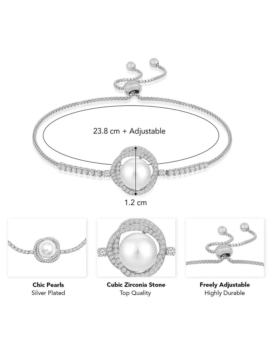 Pearls Adjustable CZ Bracelet by Peora – Elegant Fashion Jewellery


