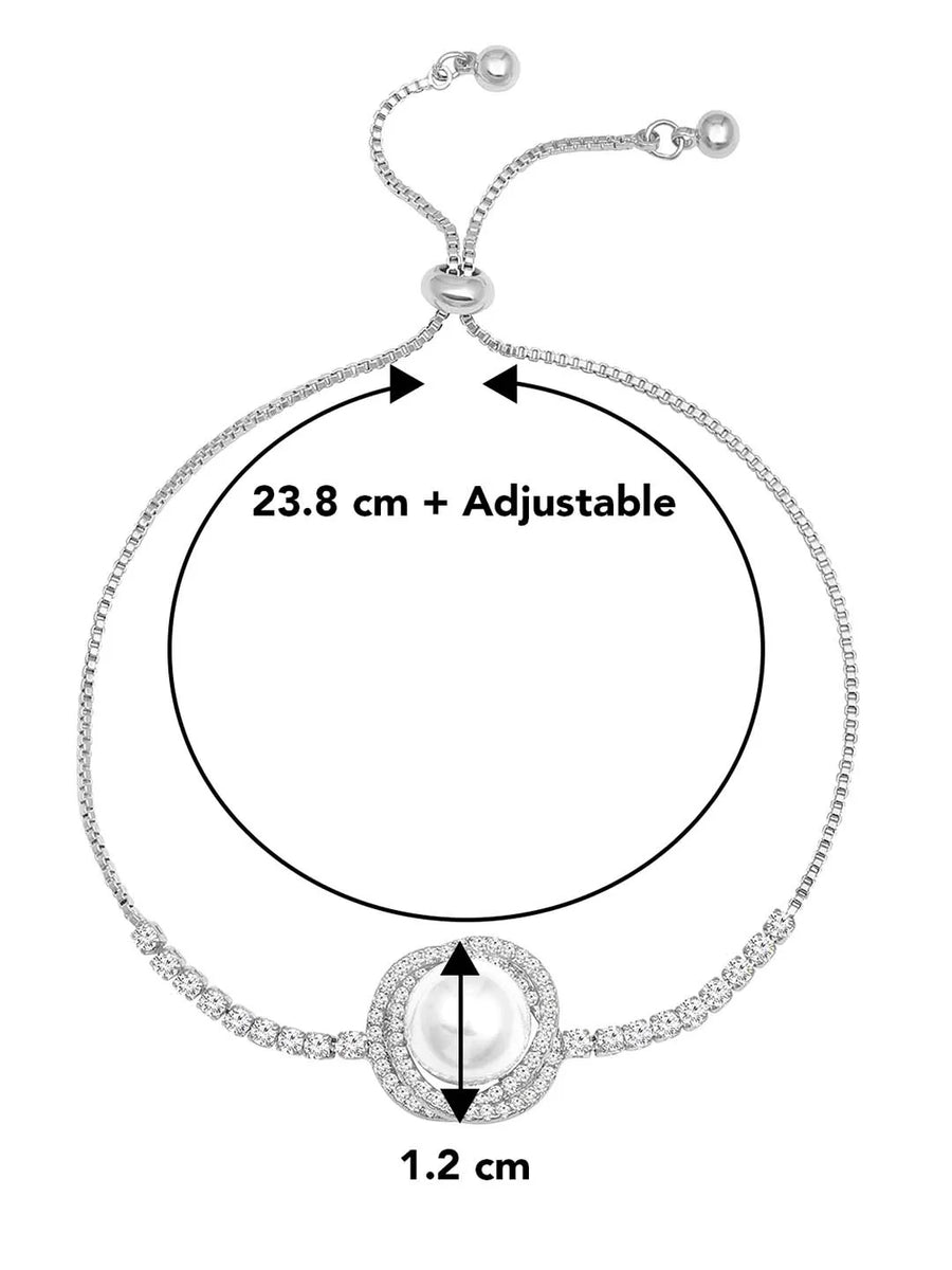 Pearls Adjustable CZ Bracelet by Peora – Elegant Fashion Jewellery


