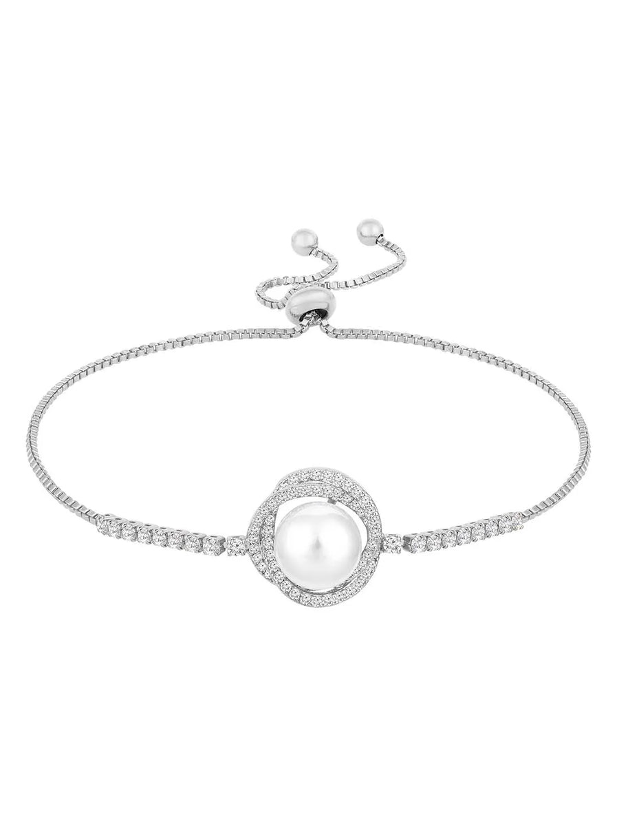 Pearls Adjustable CZ Bracelet by Peora – Elegant Fashion Jewellery

