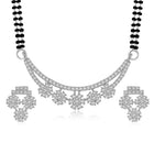 Sparkling CZ Wedding Mangalsutra. A set of sparkling CZ wedding mangalsutra, with earrings, silver colour and cubic zirconia stones.
