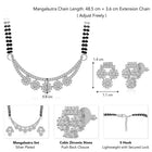 Sparkling CZ Wedding Mangalsutra. A set of sparkling CZ wedding mangalsutra, with earrings, silver colour and cubic zirconia stones.