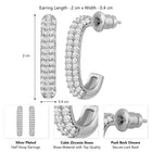 Gleaming CZ Half Hoop Earrings - Silver