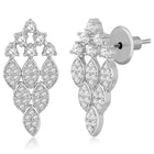 Stunning Radiant CZ Mangalsutra Set. Silver CZ mangalsutra set with black beads and matching earrings, in teardrop shape.