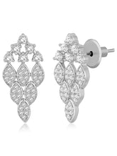 Stunning Radiant CZ Mangalsutra Set. Silver CZ mangalsutra set with black beads and matching earrings, in teardrop shape.