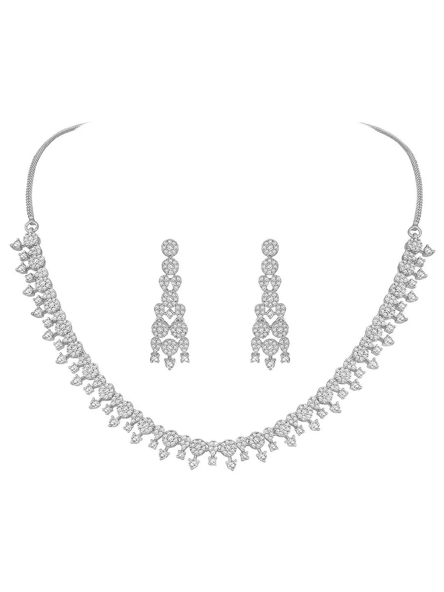 Grace CZ Necklace Set – Elegant Cubic Zirconia Jewellery by Peora
