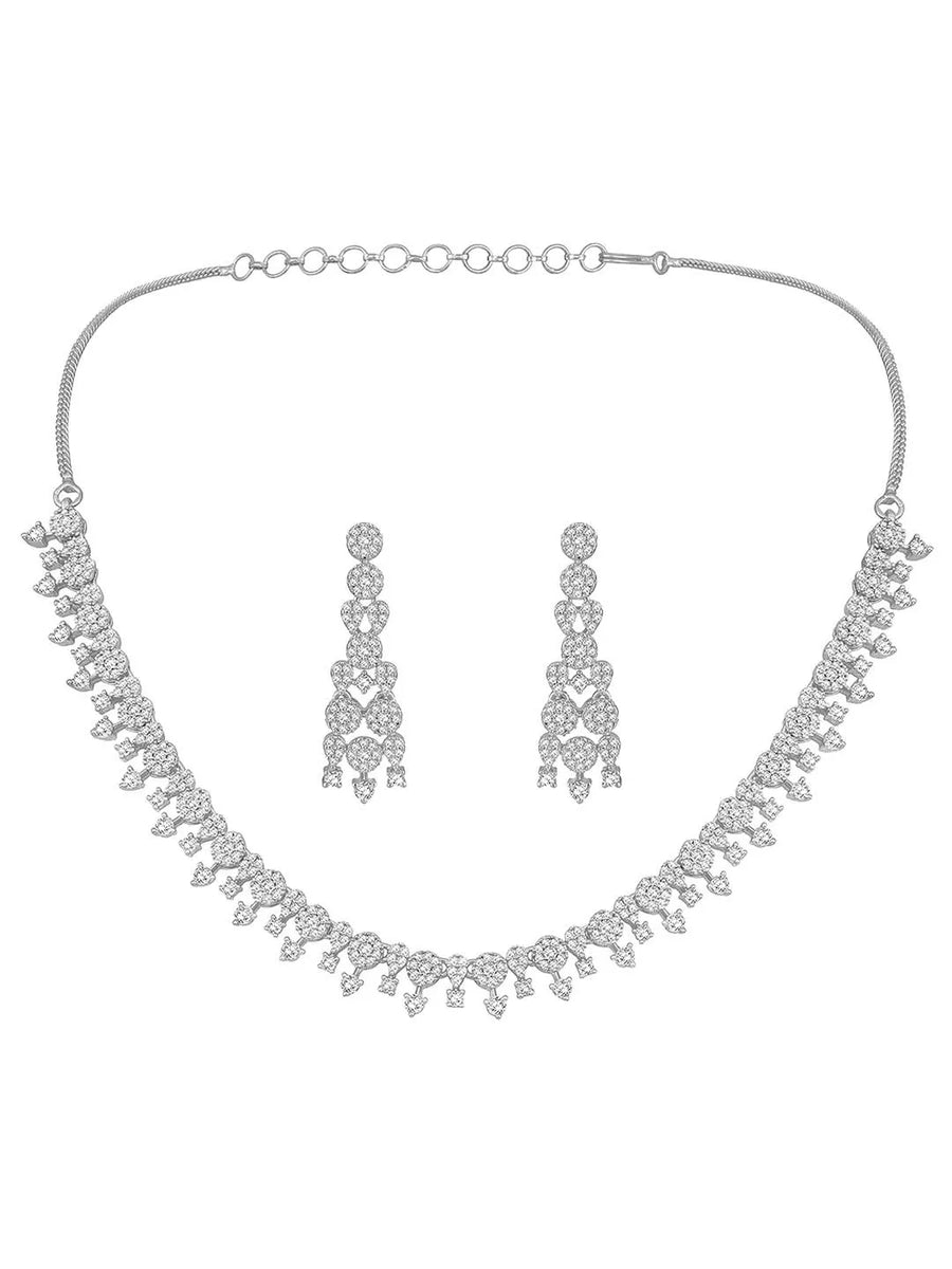 Grace CZ Necklace Set – Elegant Cubic Zirconia Jewellery by Peora
