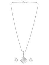 Sparkling Rhombus CZ Pendant Set