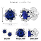 Blue Stone Halo Silver Stud Earrings