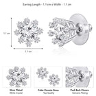 White Stone Halo Silver Stud Earrings
