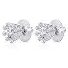 White Stone Halo Silver Stud Earrings