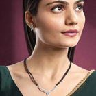 Brilliant Dazzling CZ Mangalsutra Set. Silver CZ mangalsutra set with black beads and matching earrings