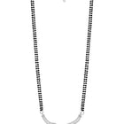 Brilliant Dazzling CZ Mangalsutra Set. Silver CZ mangalsutra set with black beads and matching earrings