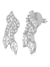 Brilliant Dazzling CZ Mangalsutra Set. Silver CZ mangalsutra set with black beads and matching earrings