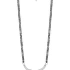 Brilliant Dazzling CZ Mangalsutra Set. Silver CZ mangalsutra set with black beads and matching earrings