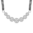 Luxurious Gleaming CZ Mangalsutra Set. Mangalsutra and matching earrings with cubic zirconia stones along with silver plating.