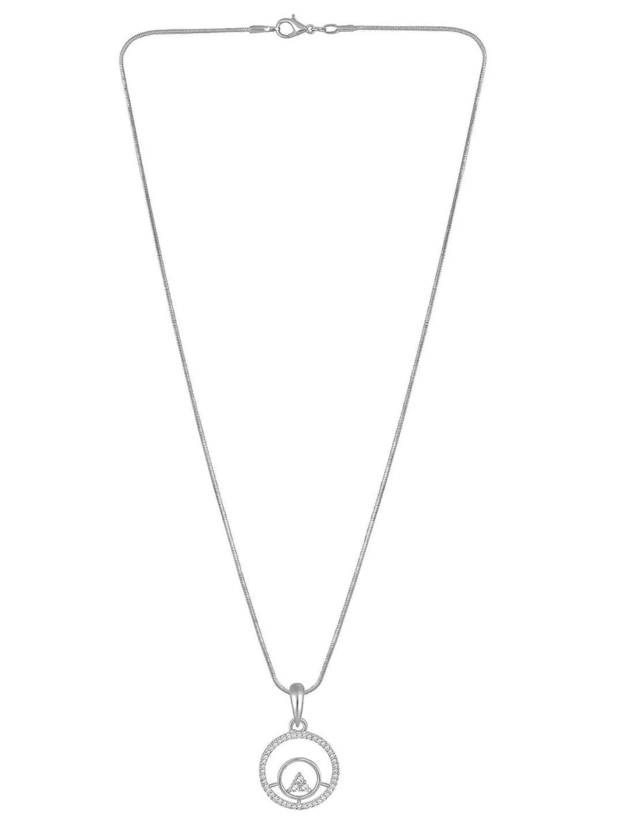 Elegant CZ Round Pendant Orbit Set