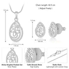 Timeless Divine Droplets CZ Pendant Set. Silver-plating pendant necklace and earrings set, leaf accent with cubic zirconia stones by Peora.